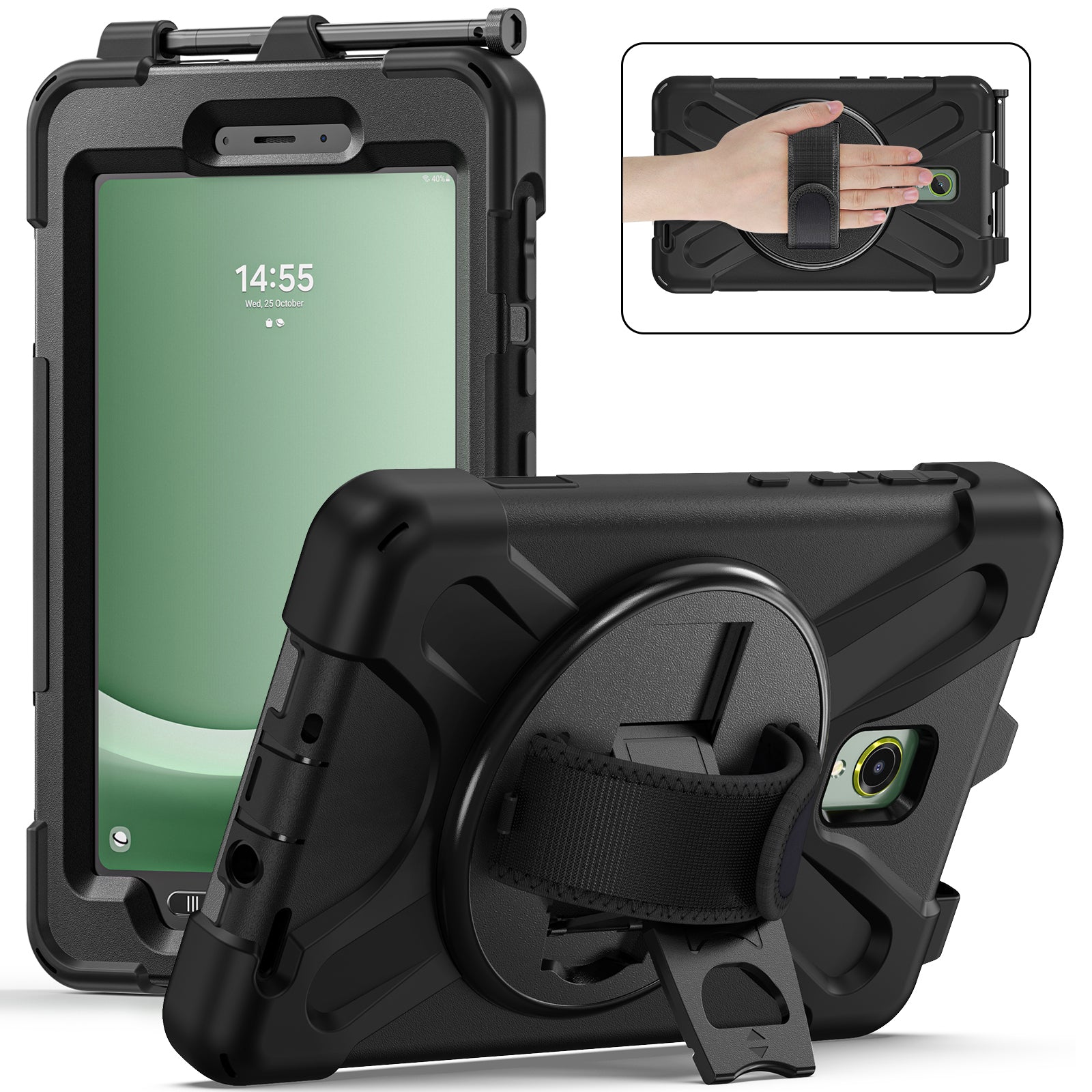 For Samsung Galaxy Tab Active 3 T570 / Tab Active5 X306B Case Hand Strap Kickstand PC+Silicone Rugged Cover For Samsung Galaxy Tab Active 3 T570 / Tab Active5 X306B Case Hand Strap Kickstand PC+Silicone Rugged Cover